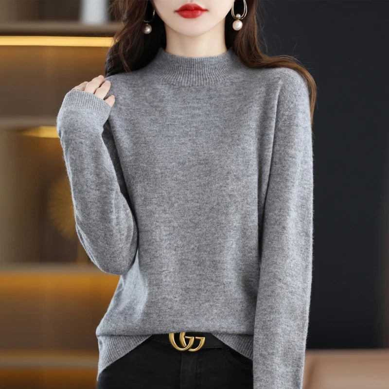 Half-neck Pullover In Autumn